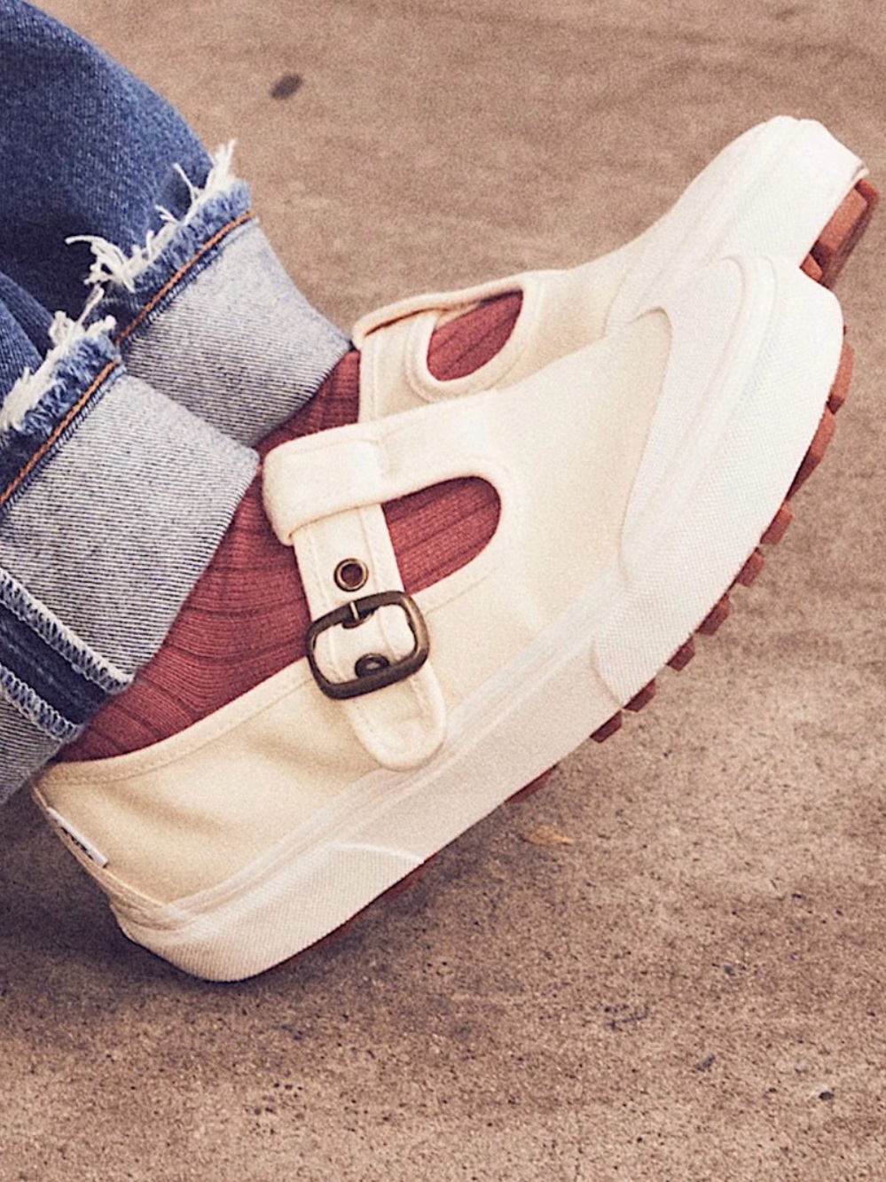 Vans Cream Canvas Mary Jane Loafers with Gum Sole - Picture 3 of 4